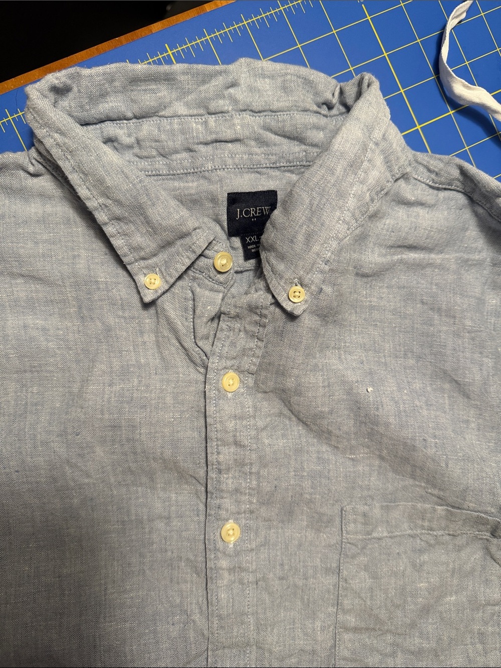 J.Crew Men's Light Blue Button-Down Linen Shirt